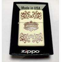 Genuine ZIPPO 216 Retro Design 2 Matte Cream Traditional Brass Windproof Lighter